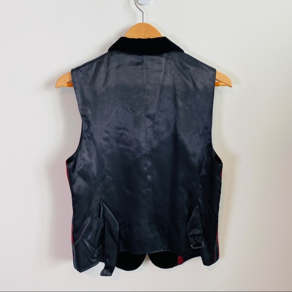 Vintage Red Tartan Plaid Vest with Velvet Lapel Size 8 - Picture 5 of 9